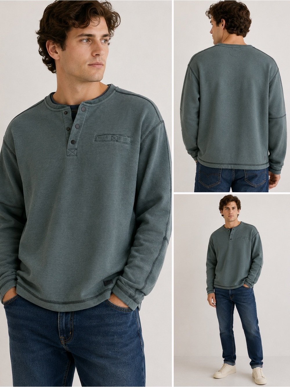 Nordstrom Rack, VTG 1946 Fleece Lined Rib Henley